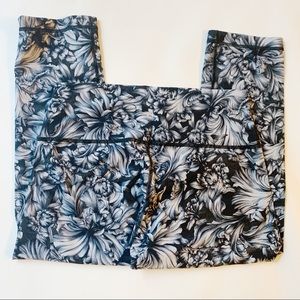 Lululemon Athletica Black and Gray Floral Leggings